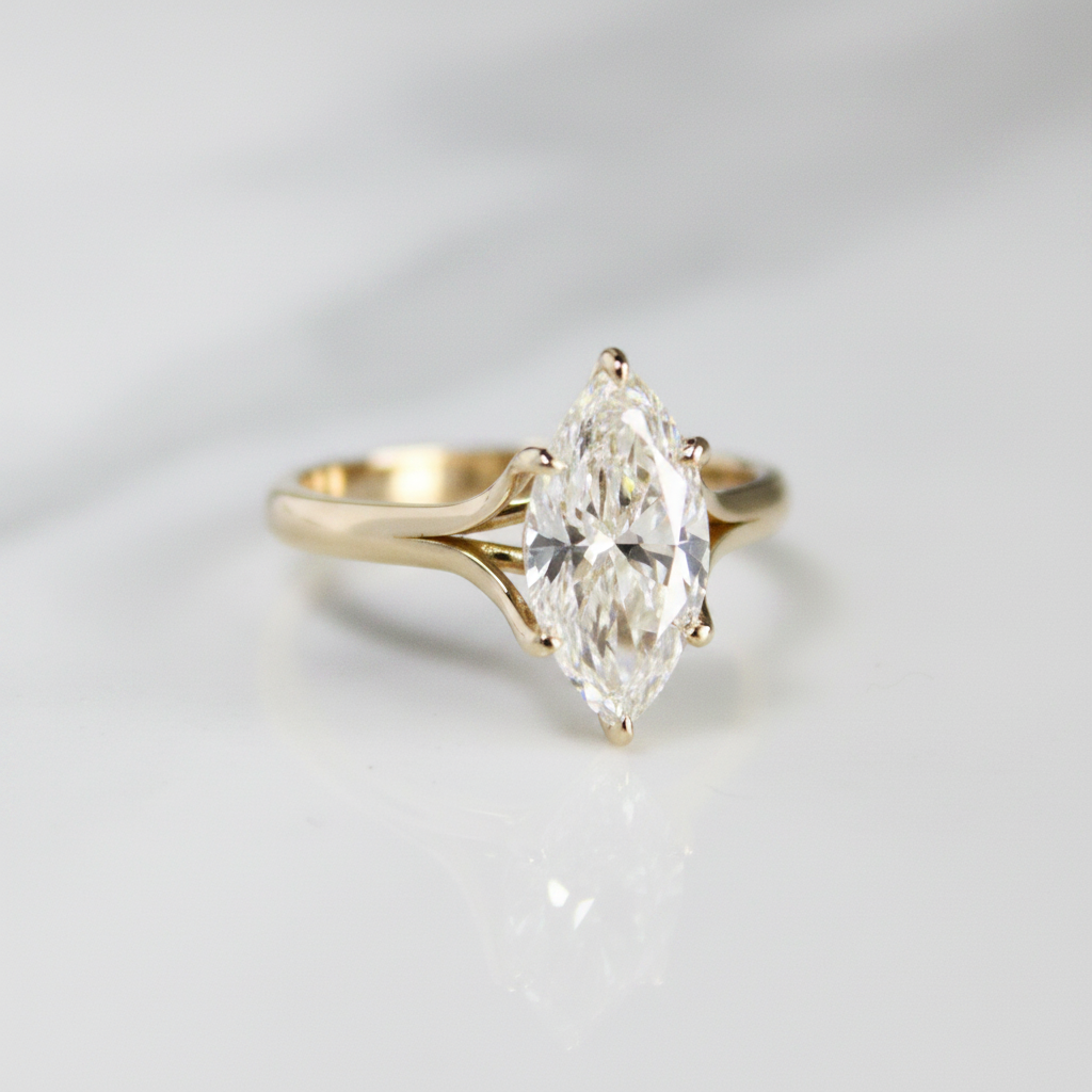 14kt yellow gold 2 Carat marquise engagement ring