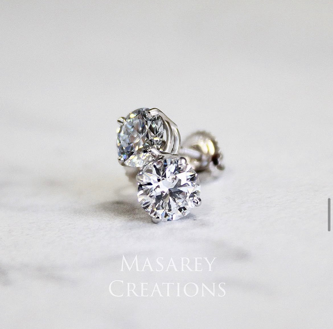 14kt Gold 2 TCW VS Round Brilliant Lab Diamond Stud Earrings