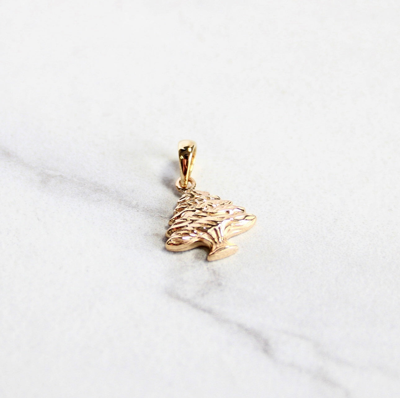 14kt Yellow Gold Mini Lebanese Cedar Tree Pendant