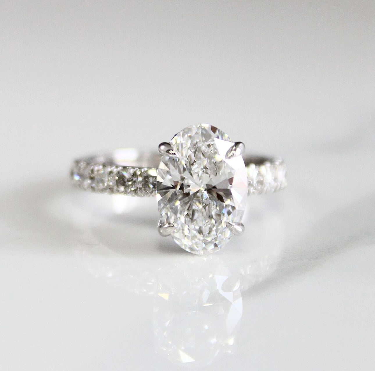 14kt Gold Lab Diamond Engagement Ring With Hidden Halo 3.5CT