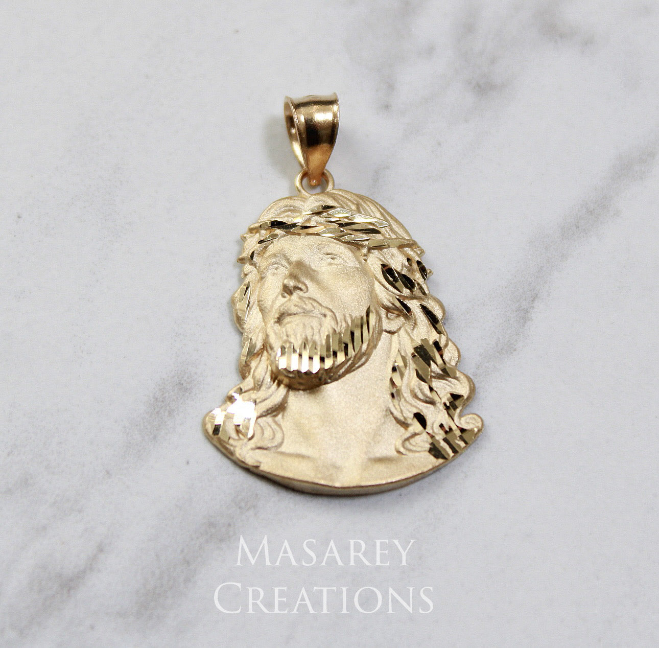 14kt Gold Jesus Head Pendant