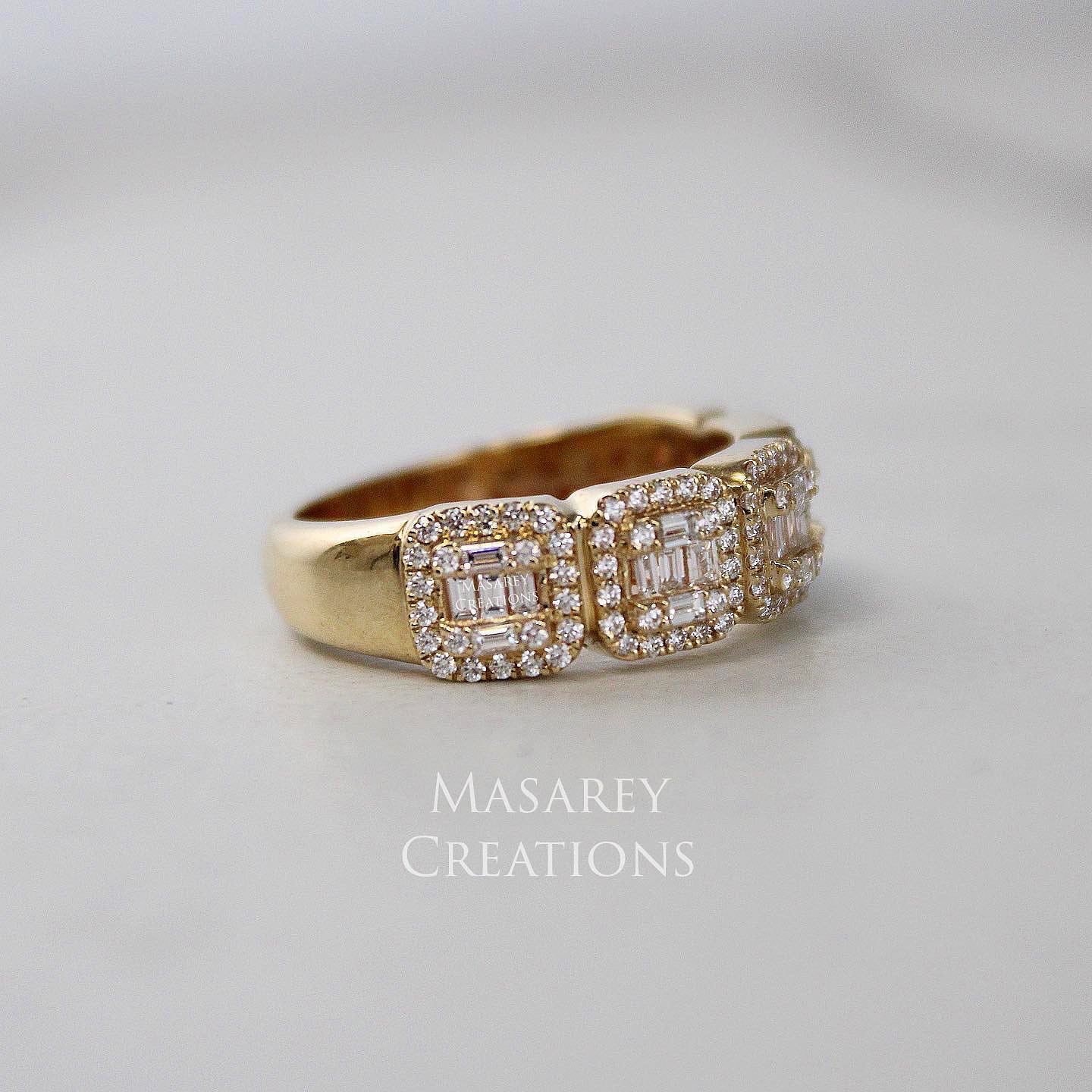 14kt Gold VS Natural Diamond Baguette Cluster Ring