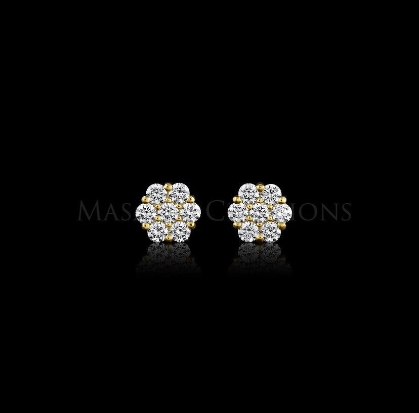 14kt Gold .70ct VS Diamond Flower Cluster Earrings