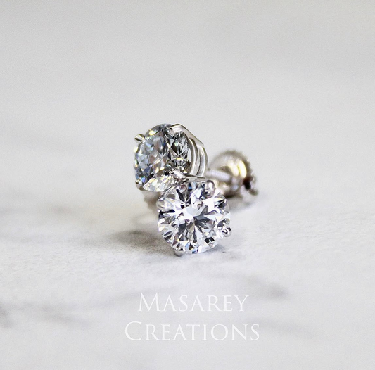 14kt Gold 2 TCW VS Round Brilliant Lab Diamond Stud Earrings