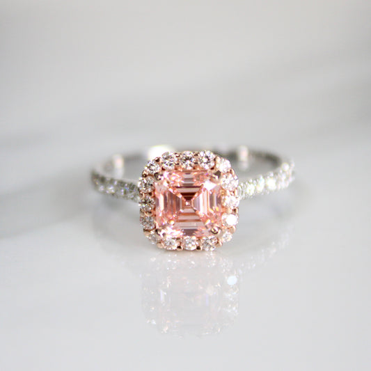 14kt Rose / White Gold Asscher Cut Diamond Engagement Ring