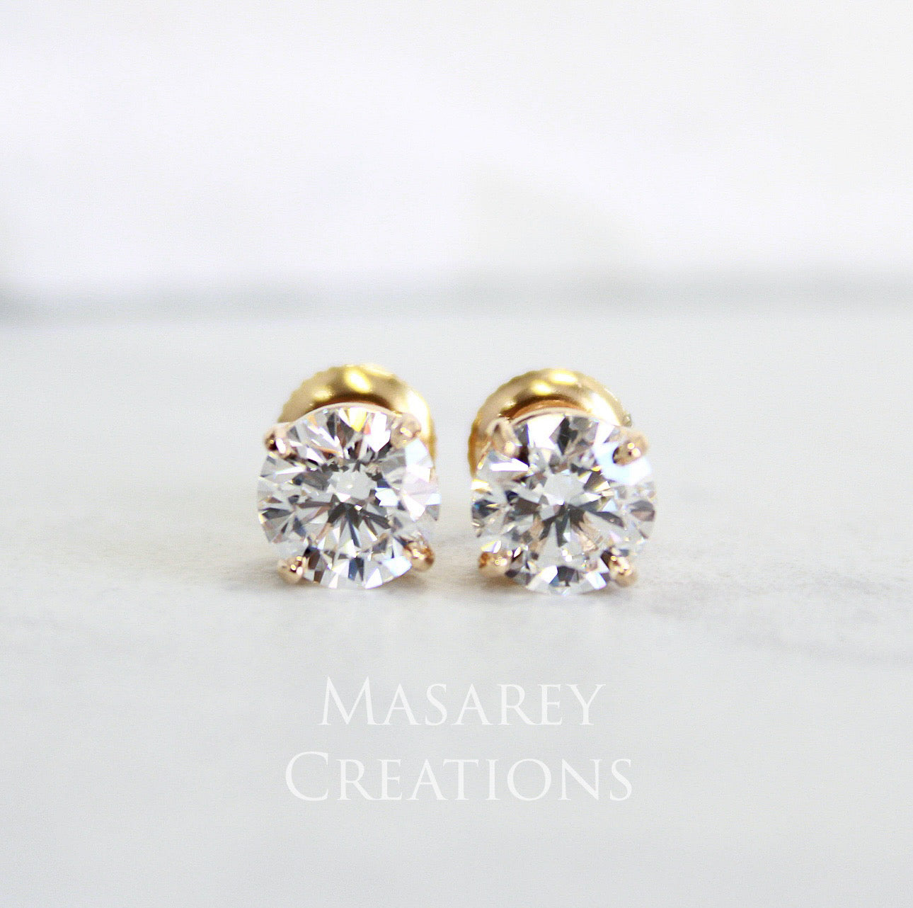 14kt Gold 1 TCW VS Round Brilliant Lab Diamond Stud Earrings