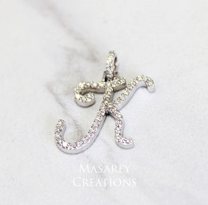 14Kt Solid Gold Letter “K” Diamond Pendant