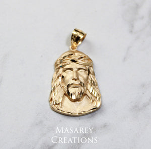 14kt Solid Gold Jesus Pendant