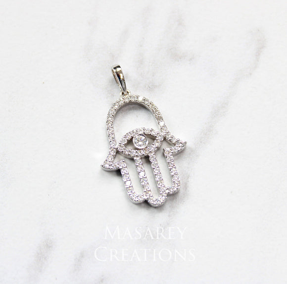 14kt Gold & Natural Diamond Hamsa