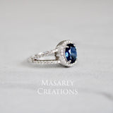 14kt White Gold Blue Sapphire Natural VS Diamond Ring