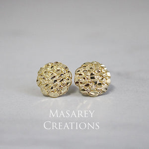 10k Solid Yellow Gold Nugget Earrings