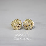 10k Solid Yellow Gold Nugget Earrings