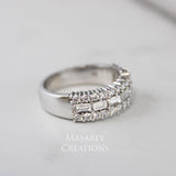 14kt Gold VS Diamond 3 Row Baguette Ring