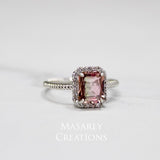 14k White Gold Bi Color Tourmaline Diamond Ring