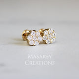 .70ct VS Diamond Flower Cluster Earrings 14kt Yellow Gold