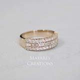 14kt Gold VS Diamond 3 Row Baguette Ring